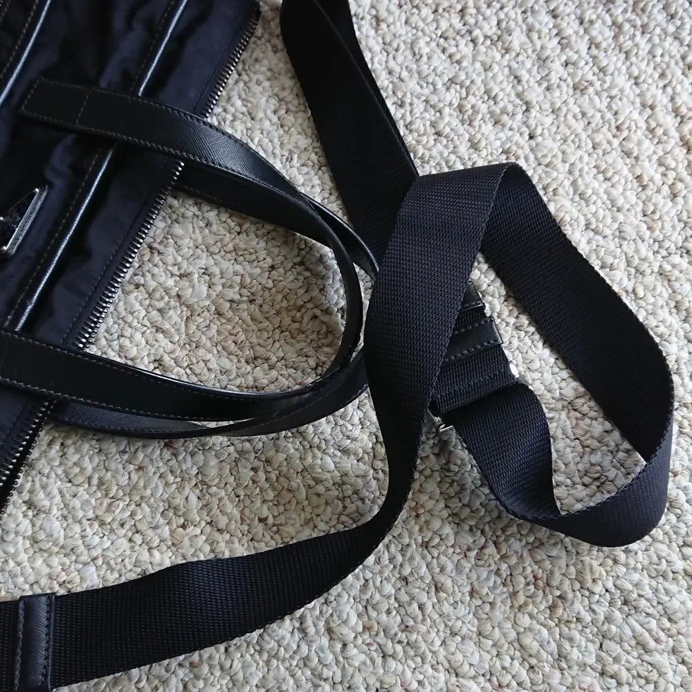 Prada black Nylon and Saffiano leather tote